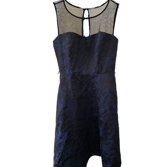 Jessica Simpson Blue & Black Brocade Fit & Flare Dress - Picture 1 of 3